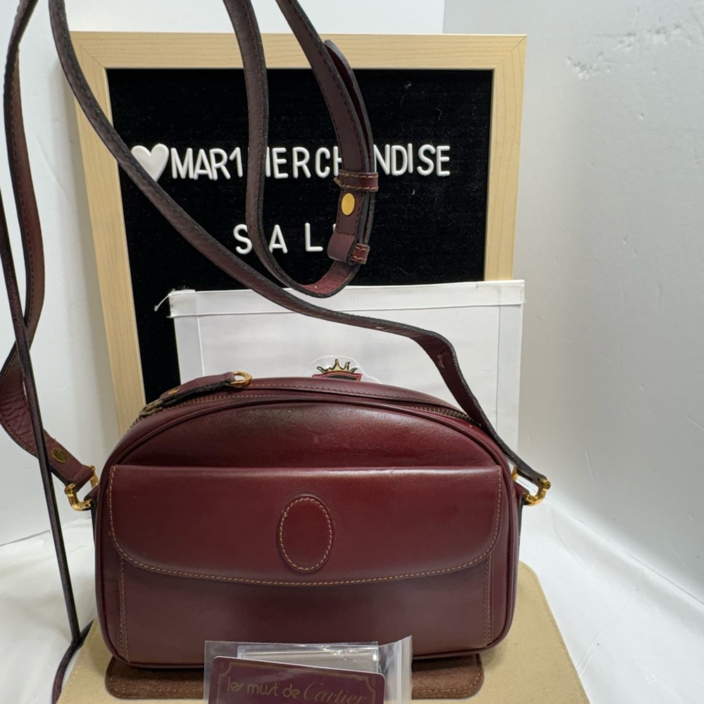 Cartier Burgundy Leather Crossbody Bag - Picture 3 of 16